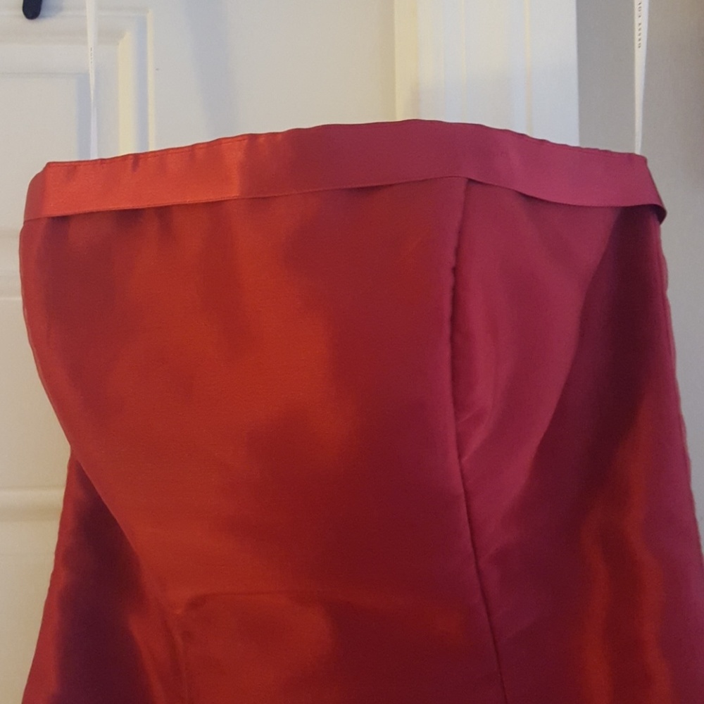Red Midi Length Strapless In Organdy - image 3